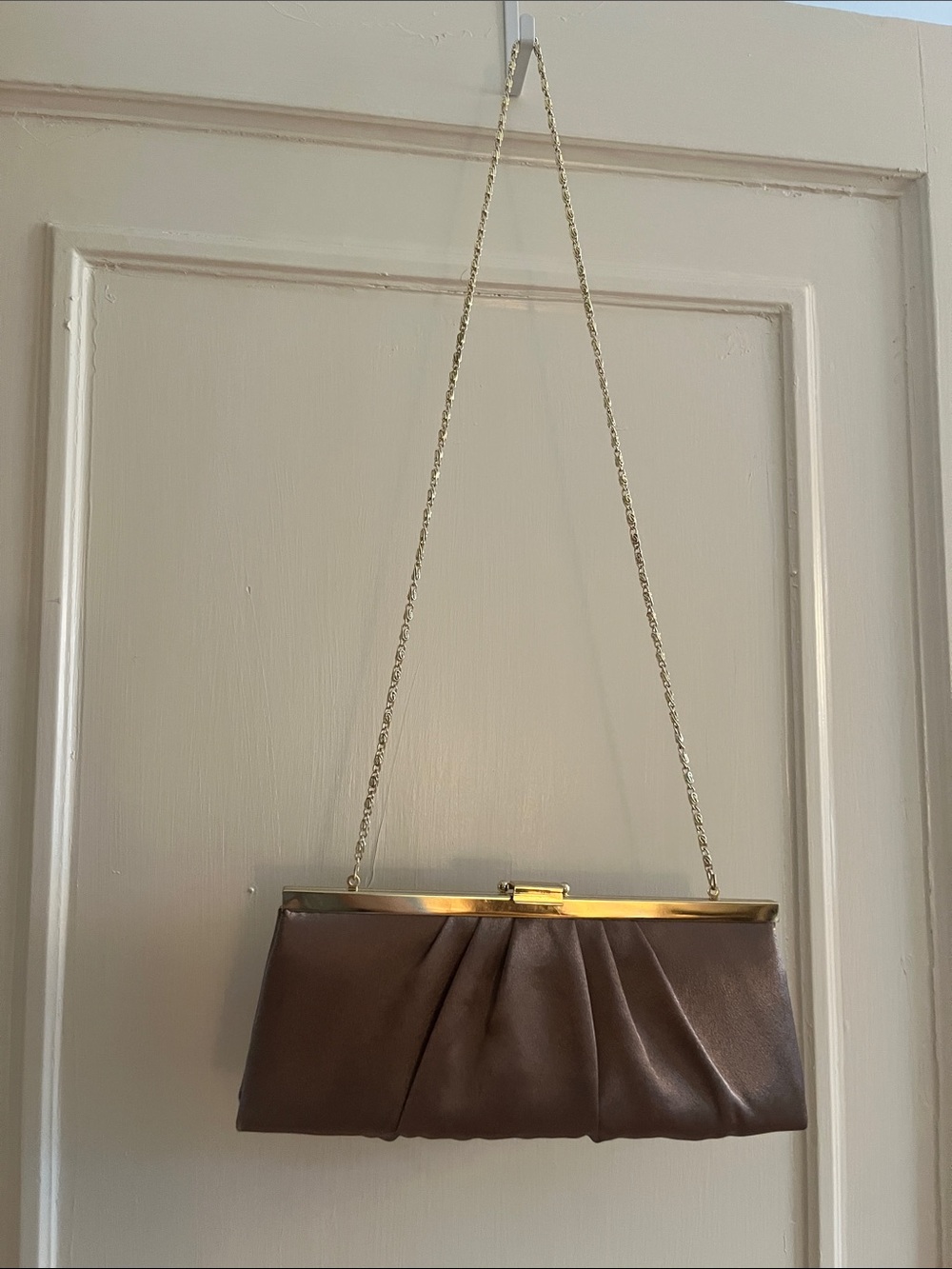 Jessica McClintock Blaire Framed Satin Evening Clutch with chain